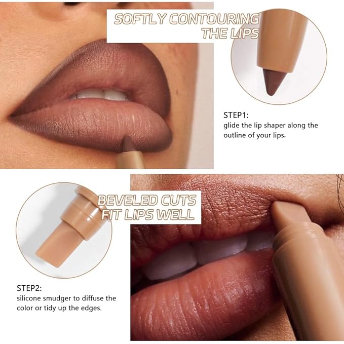 Maroon Matte Lip Liner Pencil, Plump Lip Liners Long-Lasting Creamy Formula, With Silicone Smudger for Define Contours & Sculpting Lip, Waterproof Non-Staining Crayon Lip Liner 08#