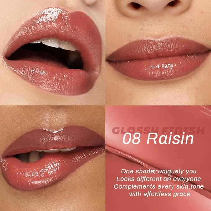 evpct 2Pcs Nude Brown Honey Lipstick Tinted Lip Balm, Sheer Hydrating Shine Tinted Lipstick for Women, Moisturizing Lip Color, Nourishing Tinted Lip Balm Plumper Gloss Stain, Glossy Shiny Finish