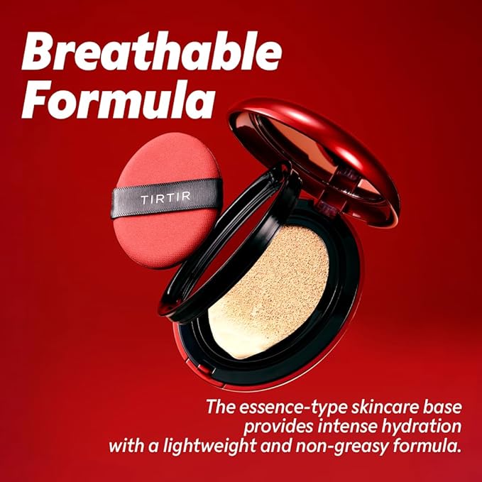 [*Mini Size*] TIRTIR Mask Fit Red Cushion Foundation | Full coverage, Weightless, Skin fit, Satin Glow Finish, Korean Makeup, beauty, Tattoo cover up, Buildable (#30N Rich Honey, 0.15 Fl Oz)