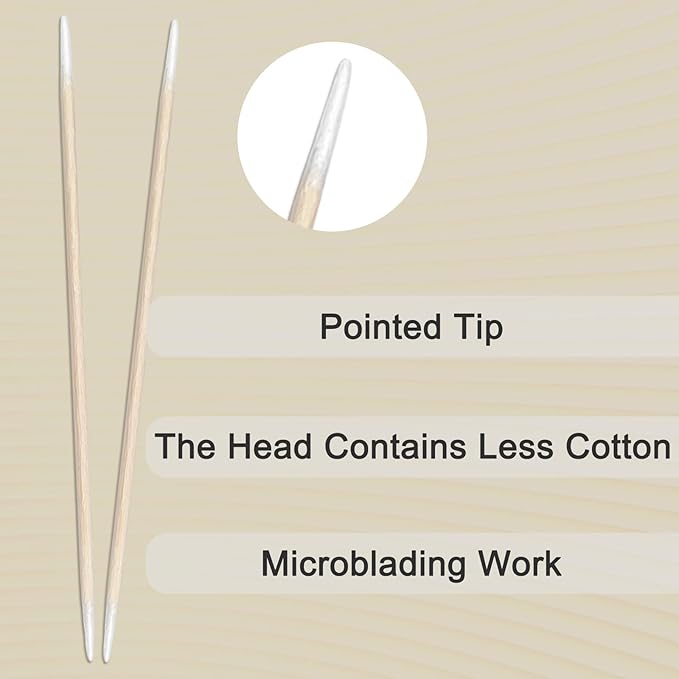 600 Pcs Pointed Cotton Swabs – 4-Inch Double-Sided Microblading Cotton Swab with Wooden Sticks for Makeup Application, Nail Care, and Tight Space – Soft, Lint-Free, Disposable Tattoo and Craft Tools