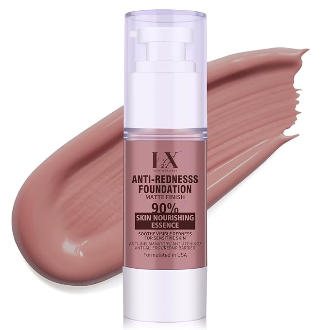 Sensitive Skin Foundation - Serum Foundation with Vitamin E, Sun protection & Deep Hydration for A Smooth & Satin Finish, Vegan & Cruelty-Free, 408 Deep