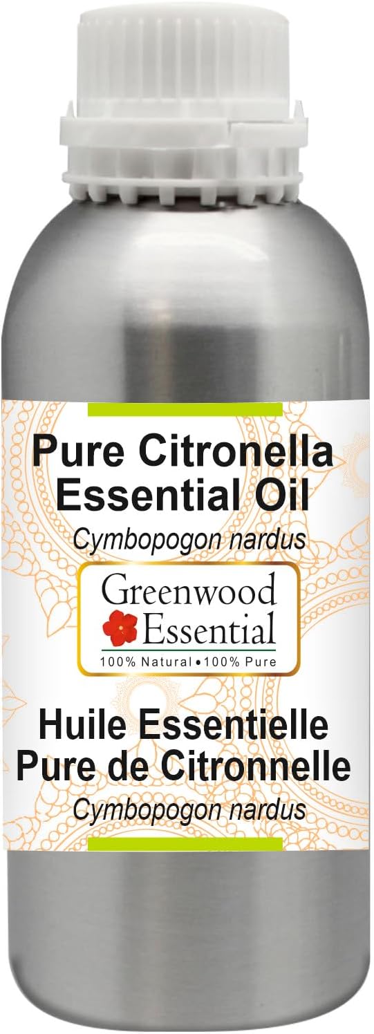 Greenwood Essential Pure Citronella Essential Oil (Cymbopogon nardus) Steam Distilled 630ml (21.3 oz)