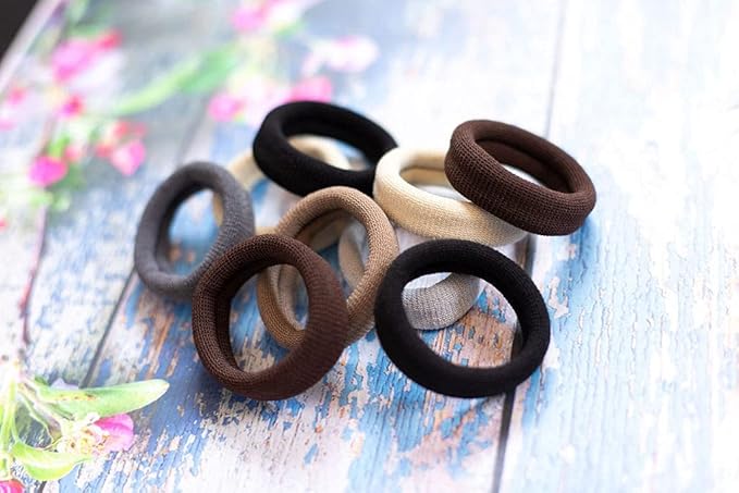 Burlybands Large Hair Ties for Thick, Heavy or Curly Hair - Non-Slip, Non-Damage, Seamless Women's Ponytail Scrunchies - Lt Brown, 8 Pcs