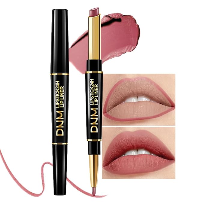 evpct 1Pcs Matte Lip Liner and Lipstick Combo Set Kit for Women, Magic Neutral Lipsticks 24 Hours Original Lipstick and Lips Liner Pencil Stain Gloss Makeup Long Lasting Waterproof, 31# MORE BUFF