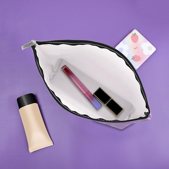 Sazuwu Purple Makeup Bag - Travel & Daily Use Cosmetic Case - Women's New Mom Gifts, Baby Shower, Pregnancy Announcement, Mother's Day, Purple