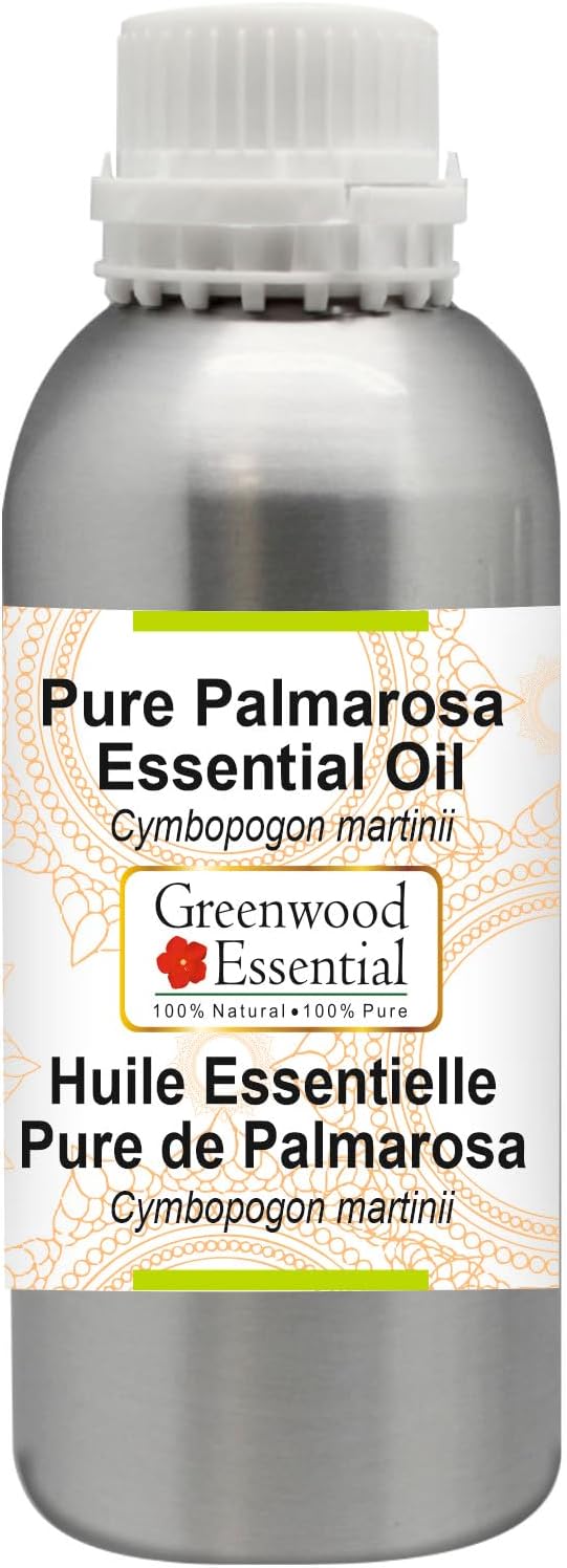 Greenwood Essential Pure Palmarosa Essential Oil (Cymbopogon martinii) Steam Distilled 300ml (10.1 oz)