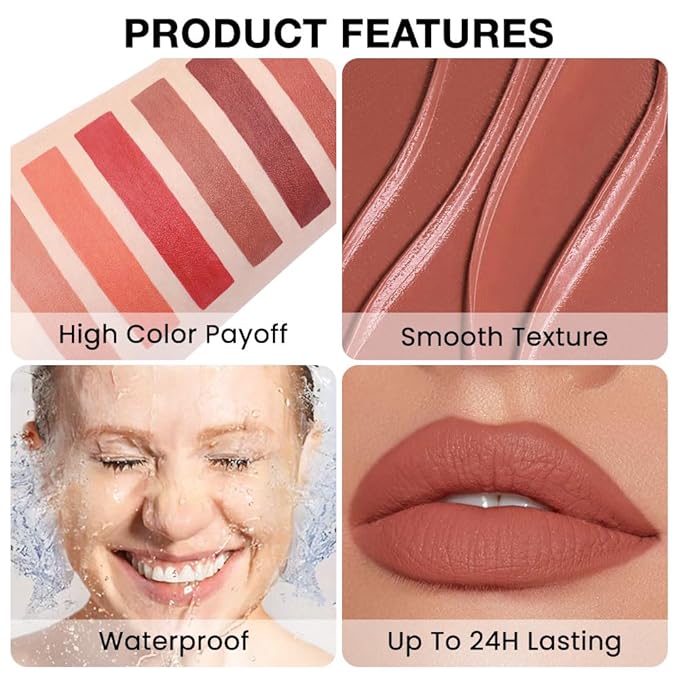 Retractable Lipliner Pencil Waterproof Makeup for Lip Liner and Eye Liner, Smooth and Creamy, Long Lasting Matte Finish, Vegan Beauty, Matte Velvet Pigmented Lip Liner, (01#Cream Orange, 1)