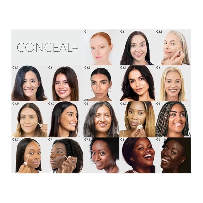 Fitglow Beauty Conceal+ | Vegan Full Coverage Concealer Skincare with Vitamin K + Green Tea | Corrects Dark Circles, Blemishes & Redness | Non-Creasing, Natural Finish | C3.7-6g