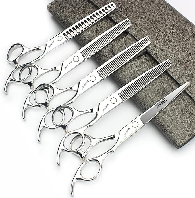 SHARONDS 6.5 Inch Stainless Steel Professional Barber Scissors Hair Thinning Scissors Hairdresser or Home Hairdresser Variant/Hybrid Scissors (6.5 inch-5pc)