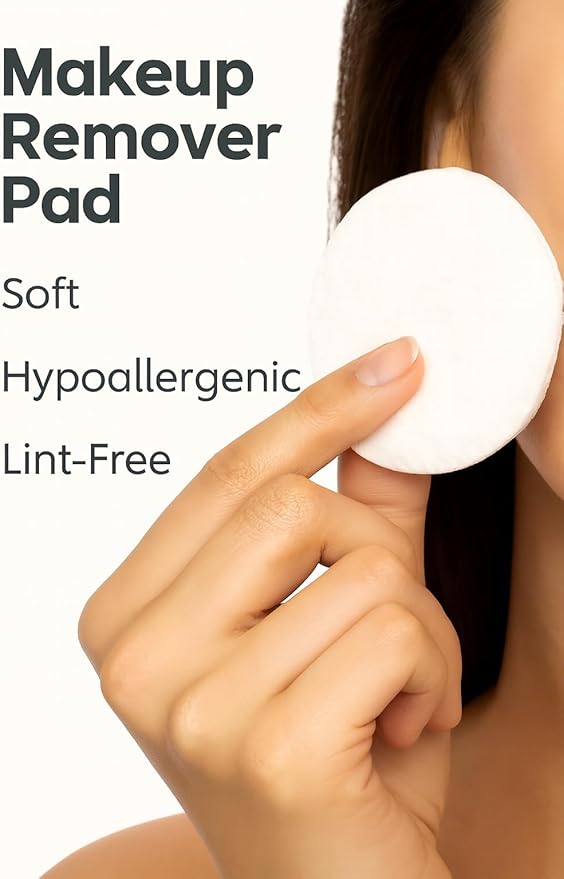 Organic Cotton Rounds for Face (600 Count) Makeup Remover Pads, Hypoallergenic, Lint-Free | 100% Pure