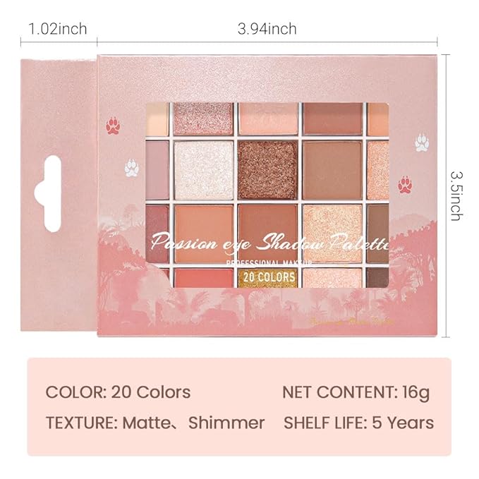 20 Colors Nude Pink Gold Brown Basics Eyeshadow Palette,Matte Nude Neutral Naked Eye Shadow Makeup,Long Lasting Waterproof,Great for Travel Gift Kit
