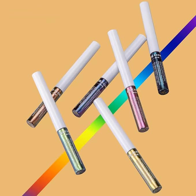 Corleone Glitter Liquid Eyeliner, Metallic Change Color Rainbow Eyeliner Gel MultiColor Highly Pigmented Waterproof Longer-Lasting Colorful Eye Liner Gift Kit for Women and Girls