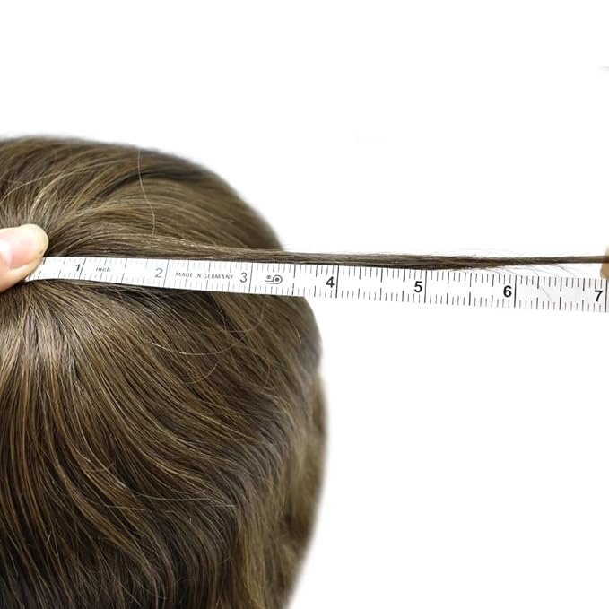 Toupee for Men French Lace Mens Toupee Human Hair Replacement Systems Lace Center with PU Around Hair Piece V-Looped Front Male Hair Prosthesis 7"X9" 4# MEDIUM BROWN