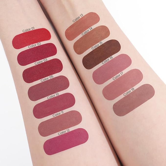 evpct Mauve Red Gradient Matte Lipstick Lip Liner Crayon Combo Pencil Set for Women Long Lasting Waterproof, Plum Matte Cream Lip Liner and Lipstick Combo Makeup, Flawless Gradual Ombre Effect, 10