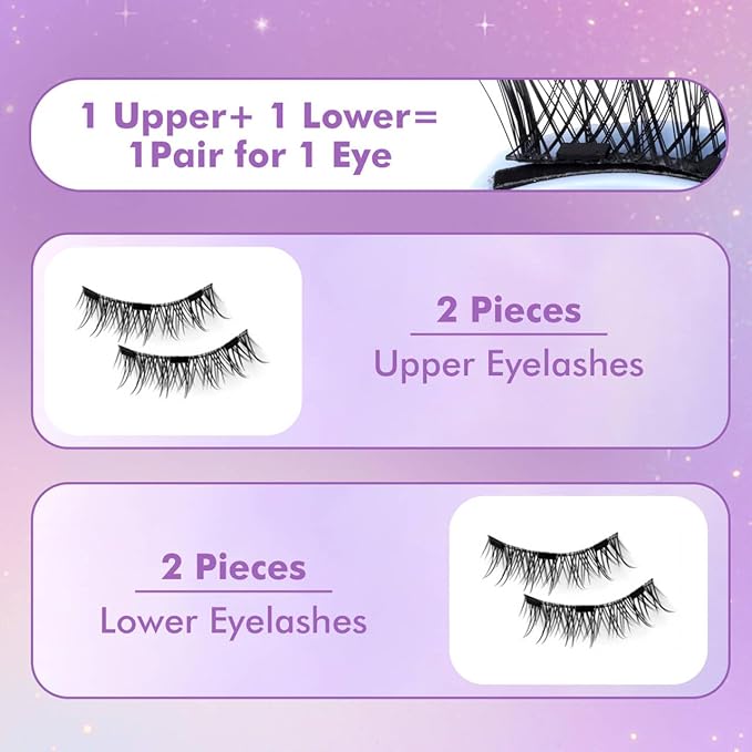 Hunnyfit Magnetic Lashes, Magnetic Eyelashes with Applicator, Magnetic Eyelashes Natural Look,Reusable Magnet Lashes No Glue Needed Soft Lashes Kit for Women(Natural+Simple)