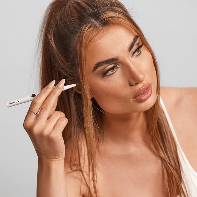 MADLUVV Exacto Brow Pencil for Flawless, Long Lasting, Realistic Brows with Dual-Ended Design Featuring Retractable Blade Tip for Precise Hair Like Detail and Blending Brush - True Red