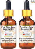 Greenwood Essential Pure Clary Sage Essential Oil (Salvia sclarea) with Glass Dropper Steam Distilled (Pack of Two) 100ml X 2 (6.76 oz)