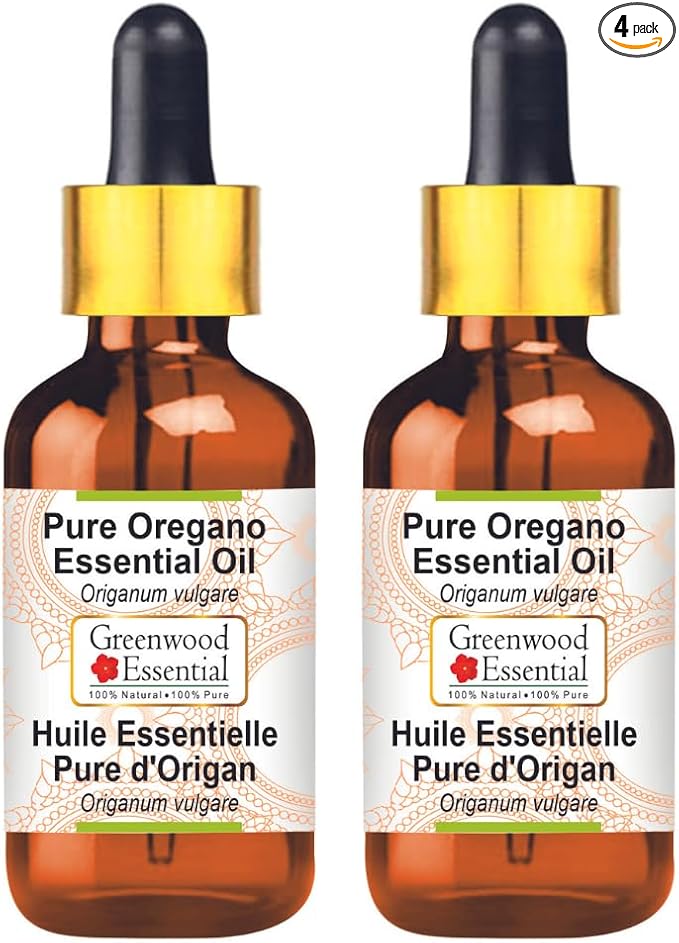 Greenwood Essential Pure Oregano Essential Oil (Origanum vulgare) with Glass Dropper Steam Distilled (Pack of Two) 100ml X 2 (6.76 oz)