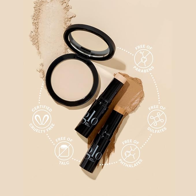 Glo Skin Beauty Pressed Base Powder Foundation Makeup (Beige) - Flawless Coverage for a Radiant Natural, Second-Skin Finish