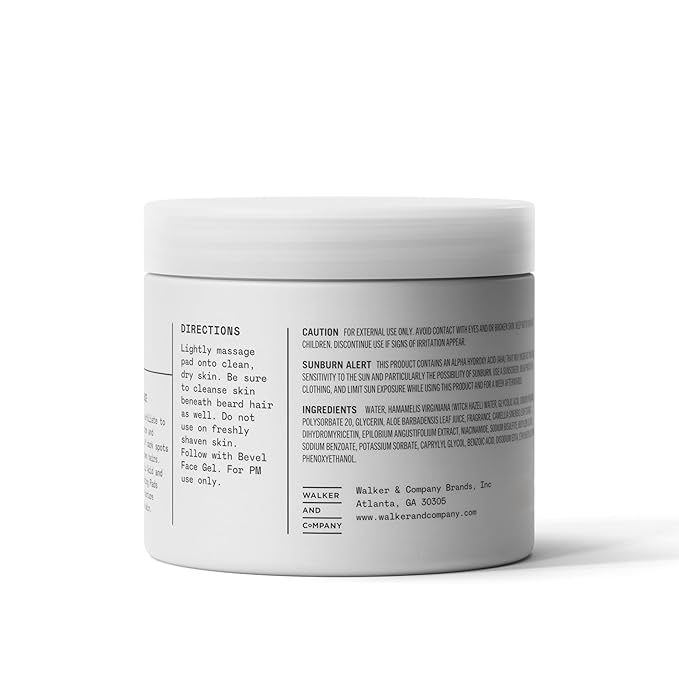 Bevel 10% Glycolic Acid Toner Pads for Face, Helps Remove Dead Skin Cells and Reduce Ingrown Hairs for Even Skin Tone and Texture, 45 Count (Packaging May Vary) (Pack of 2)