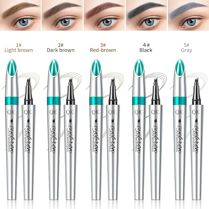 Microblading Eyebrow Pencil, Eyebrow Pen with an Upgrade Micro-Fork Tip Applicator, Waterproof Microblading Brow Pen,Last All Day, Brow Pencil for Natural Looking Brows Makeup (Light Brown)