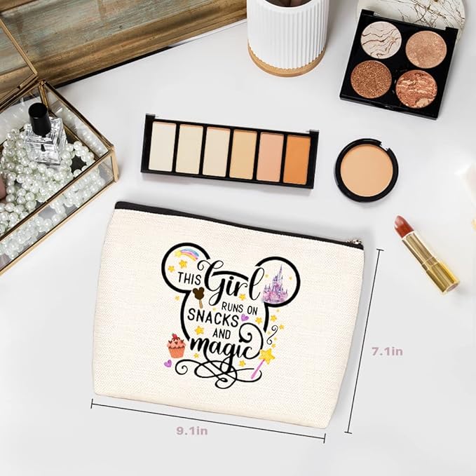 Cartoon Mouse Cute Mouse Themed Gifts Cosmetic Bag for Women Teen Girls Birthday This Girl Runs On Snacks Makeup Bag Funny Anime Pouch Travel Bags Skincare Toiletry Bag Makeup Bag Anime Gifts
