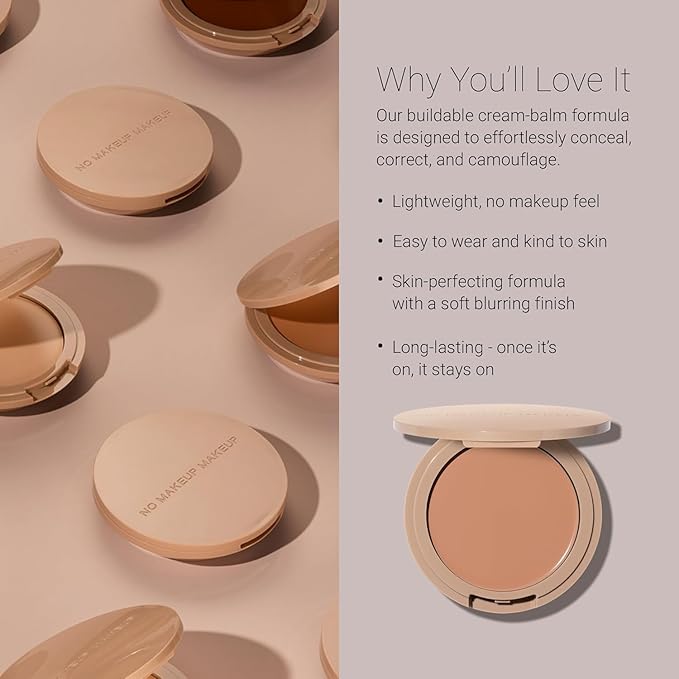 No Makeup Makeup Long-Lasting Lightweight Foundation & Brush Duo | Cruelty-Free, Fragrance-Free, Buildable, Transfer-Proof Makeup (Tan)
