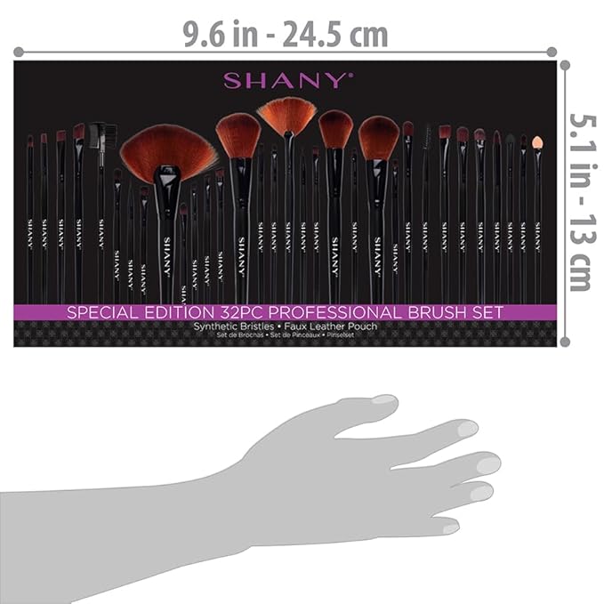 SHANY Makeup Brushes Premium Synthetic Foundation Powder Concealers Eye Shadows Cosmetics Brush Set with Faux Leather Pouch and Instruction sheet, 32 Count