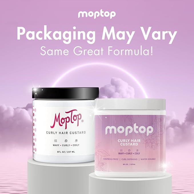 MopTop Curly Hair Gel Custard - Styling Gel for Moisturizing and Defining Soft Curls, Lightweight and Anti Frizz, Curly Hair Products for Waves, Coils & Kinks (Citrus Kumquat, 8oz)