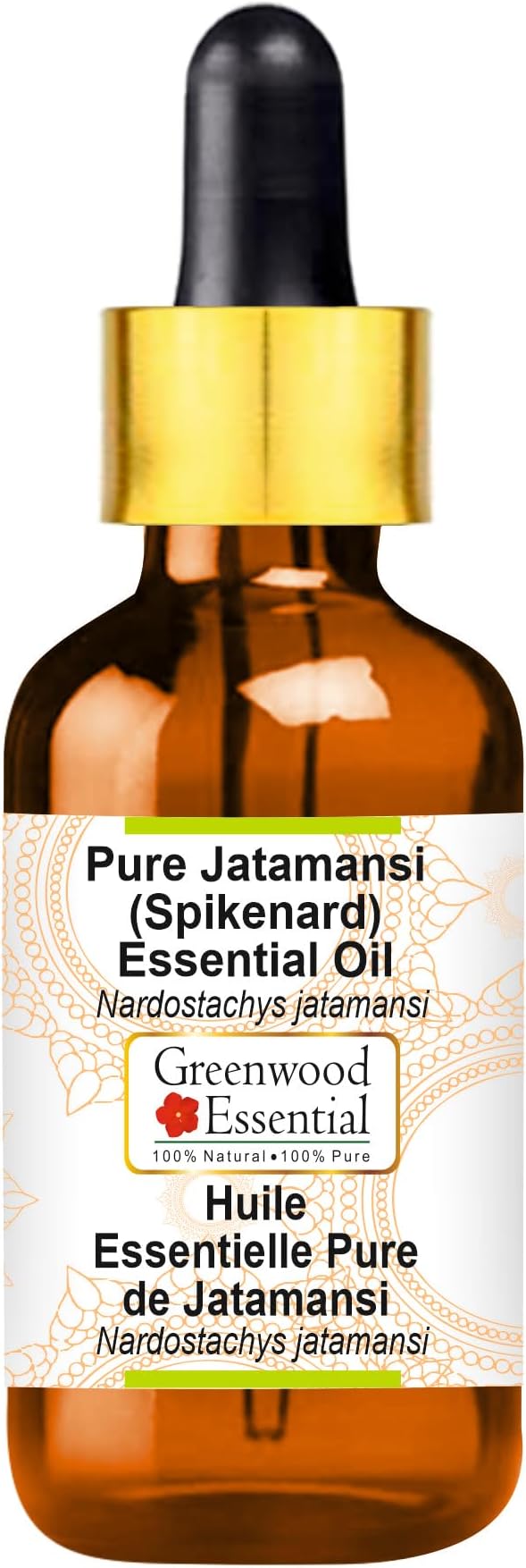 Greenwood Essential Jatamansi (Spikenard) Essential Oil (Nardostachys jatamansi) with Glass Dropper| Pure | Non-Sticky | Non-greasy | Lightweight | Unisex | All Skin Type| Steam Distilled2ml (0.06 oz)