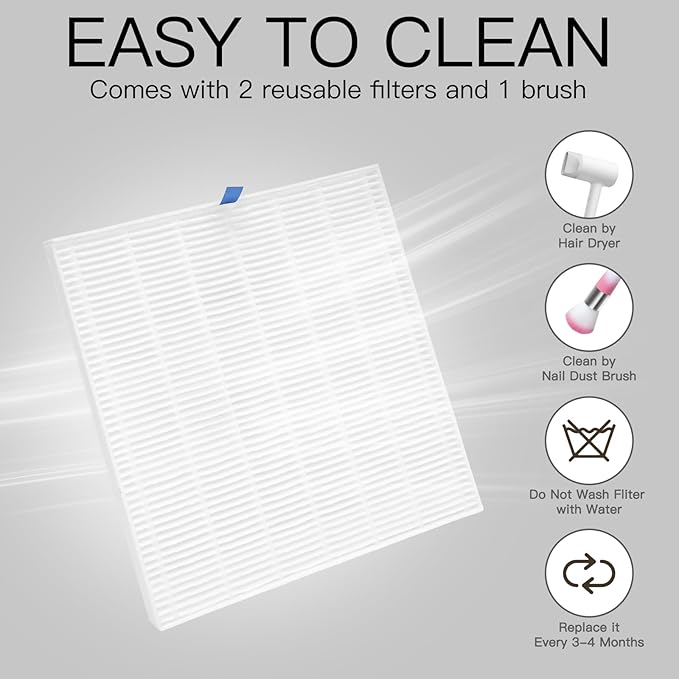 Madenia Powerful Nail Dust Collector - Brushless Quiet Vacuum Suction Fan Extractor with Hand Pillow 2 Filters 1 Brush, Nail Dust Cleaner Machine for Acrylic Gel Nail Polishing Nail Tech Use, White