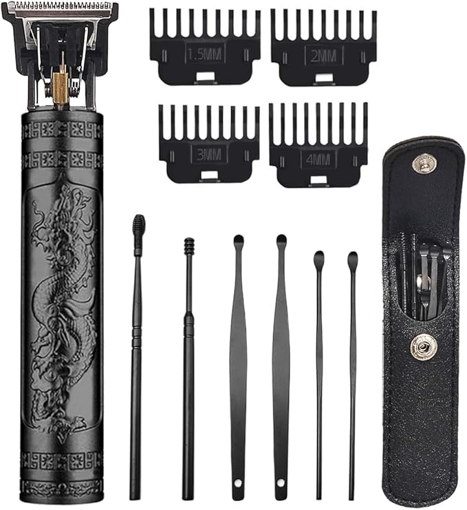 Hair Clippers for Men, Cordless Hair Clippers, Travel Small Hair Clippers 5.7" Hair Trimmer Classical Sculpting Styling Rechargeable Hair Remover with 6 Pieces Earpick (Black)