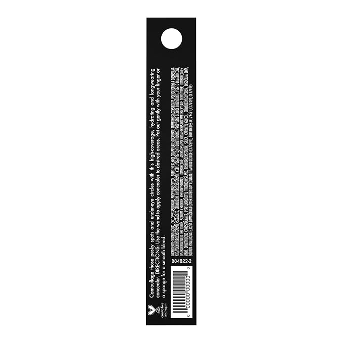e.l.f. Hydrating Camo Concealer, Covers Blemishes & Under-Eye Circles, Full-Coverage & Delivers A Satin Finish, Vegan & Cruelty-Free, Light Beige