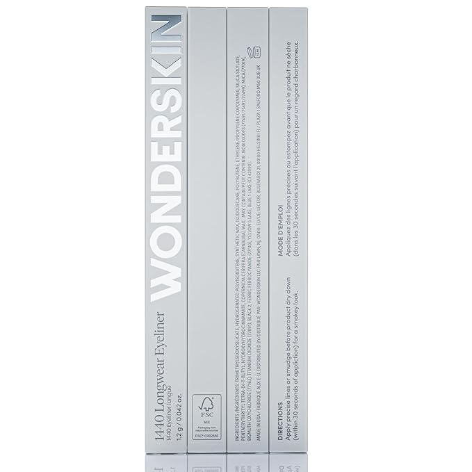 Wonderskin Eyeliner Pencil, 1440 Longwear Black Glitter Eyeliner Pencil - Waterproof, Sharpenable & Smudge Proof