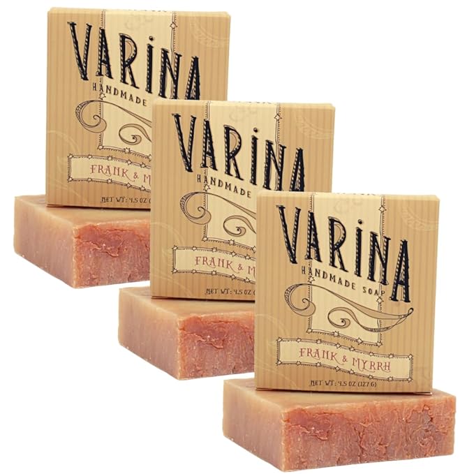 Organic Frank and Myrrh Bar Soap - Gentle Cleansing for Sensitive Skin, Earthy Scents - 3 Pack - Experience Healthy and Glowing Skin