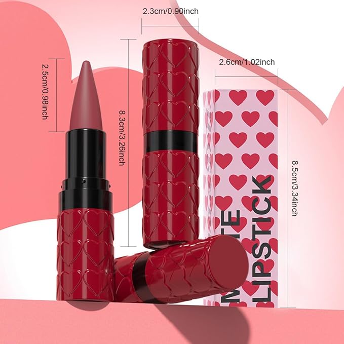 Dark Red Gradient Matte Lipstick Crayon Lip Liner pencil,Crayon Form and Cone Tip 2-in-1 Lip Liner and Lipstick Lip Combo Set Achieve Flawless Contour Gradual Ombre Effect lip Pencil for Old Women