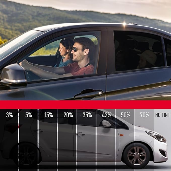 UNITED Window Tint 24"In 100'Ft 3% Nano Carbon Film 2Ply Charcoal 3% VLT - Clear PET Privacy Window Tint for Car, Home, Blocks UV/IR Rays, Reduce Heat & Glare- Adhesive Film - Lifetime Color Stability
