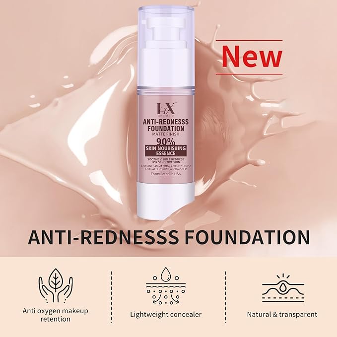 Sensitive Skin Foundation - Serum Foundation with Vitamin E, Sun protection & Deep Hydration for A Smooth & Satin Finish, Vegan & Cruelty-Free, 410 Deep