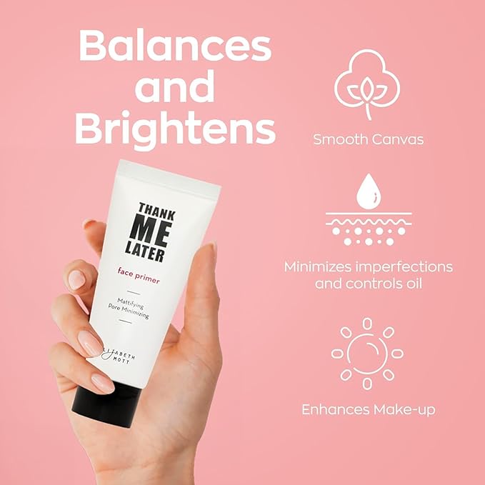 Elizabeth Mott Thank Me Later Primer & Setting Spray Bundle – Oil-Control Face Primer for Smooth, Matte Finish & Hydrating Setting Spray with Niacinamide for Dewy, Long-Lasting Makeup – 30g + 95ml