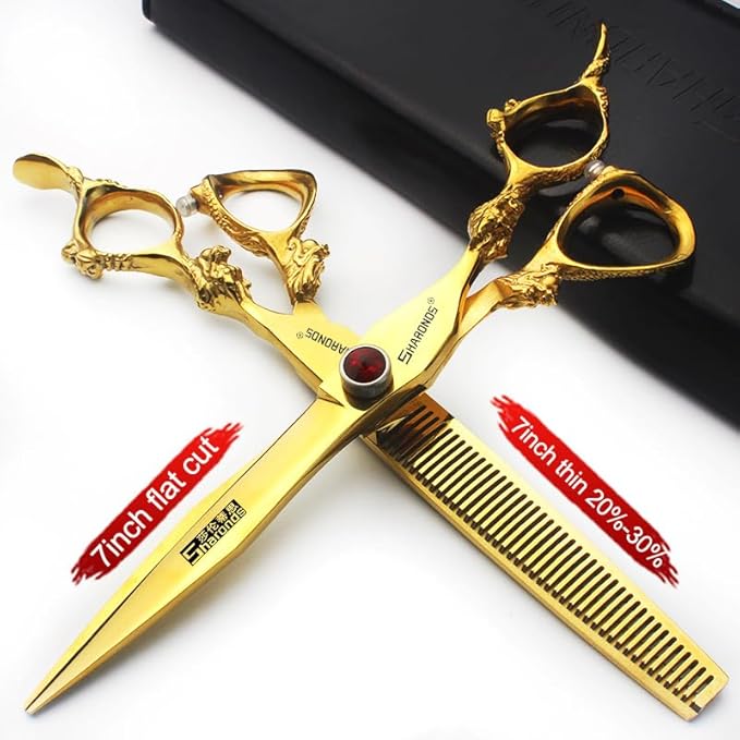 Super Sharp Hair Scissors 6/7/7.5/8/9 inch, Providing a Stable Feel.. (7inch-2pc-A)