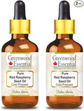 Greenwood Essential Pure Red Raspberry Seed Oil (Rubus idaeus) with Glass Dropper Cold Pressed (Pack of Two) 100ml X 2 (6.76 oz)