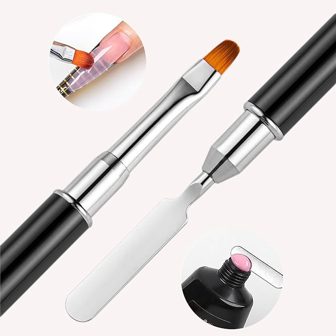 Nail Art Brushes, 8Pcs Double-Ended Acrylic Nail Brush Set & Picker Brush Tool for Nail Art with PolyGel Gel Acrylic Nails Extension Fine Liner Brushes and Dotting Pen (5,7,9,11,13 mm)