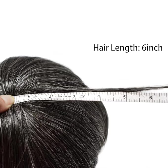 Toupee for Men French Lace Human Hair Replacement Systems Lace Center with Poly Around Hair Piece Mens Toupee Hair Units for Man V-Looped Front Male Hair Units 6"X8" #1B30