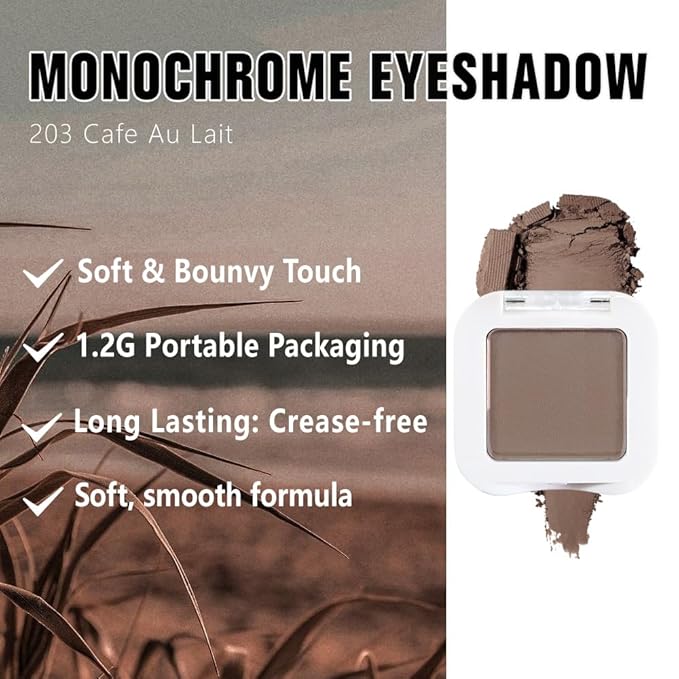 evpct Matte Brown Single Eyeshadow Palette Makeup for Older Women, Nude Cocoa Brown Cream Eye Shadow Palette Makeup Singles for Older Women Matte, High Pigment Waterproof Monochrome Mini Eyeshadow