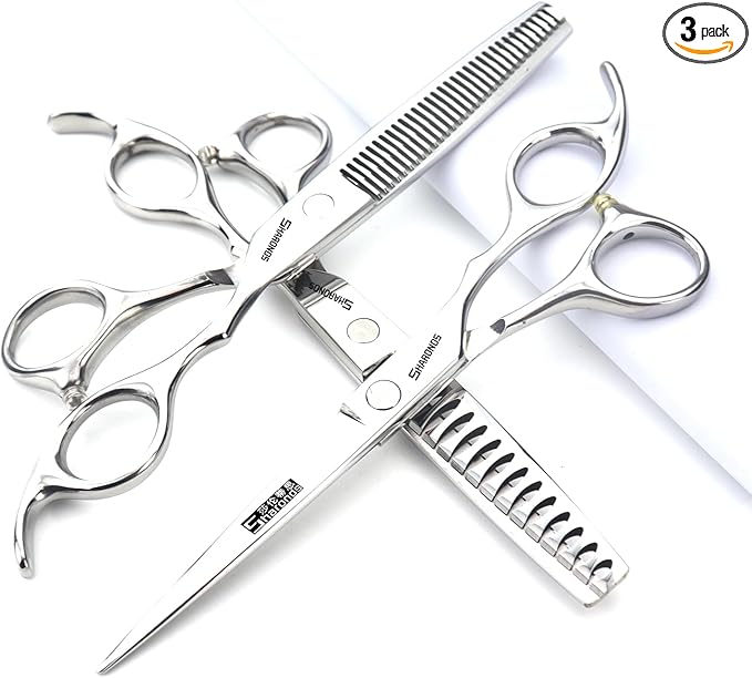 SHARONDS 6.5 Inch Stainless Steel Professional Barber Scissors Hair Thinning Scissors Hairdresser or Home Hairdresser Variant/Hybrid (6.5 inch-3pc)