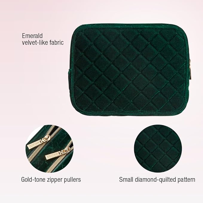 Conair Women's Double Zip Organizer-Toiletry Travel Bag-Makeup-Gifts for Her, Evergreen, 1 Count (Pack of 12)