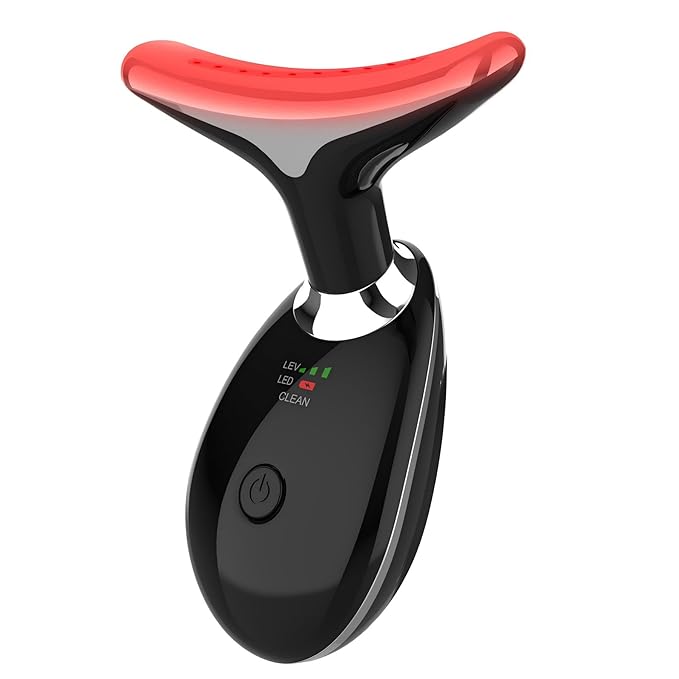 Red-Light-Therapy-for-Face and Neck, 7 Color Light Based Facial Massager, Portable Skin Care Tool (Black)