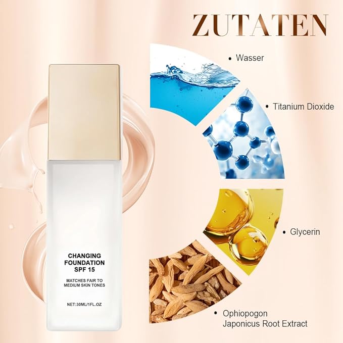 Color Changing Foundation for Mature Skin, Hydrating and Lightweight Liquid Foundations, Tone Suitable for All Skin Types (2 pcs)