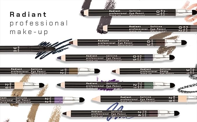 Radiant Professional Waterproof Eyeliner Pencil - Eyeliner Waterproof Smudge Proof for Woman - Long Lasting Under Eye Pencil for Smoky Eye - Soft Waterline Eye liner Smudger Tool, Blue (26)