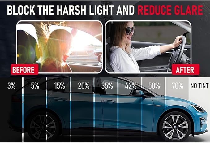 United Ceramic Pro Window Tint Car 24In x100Ft 2Ply Nano Ceramic IR-95 with 50% VLT - Outstanding Clarity & Views Window Tint for Car Home Blocks UV/IR Rays, Adhesive Film W/Lifetime Color Stability